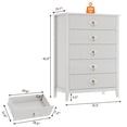 thumbnail image 3 of 42.9" Tall Fluted Dresser for Bedroom, 5-Drawer Wood Dresser for Bedroom, Modern Chest of Drawers, Storage Organizer Cabinet for Living Room, Hallway, Entryway, Easy Assembly, 3 of 7