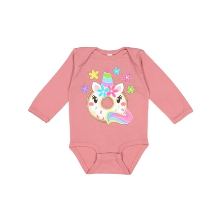 

Inktastic Unicorn Doughnut with Sprinkles and Flowers Gift Baby Boy or Baby Girl Long Sleeve Bodysuit