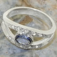 thumbnail image 5 of LBG British Made 9k White Gold Natural Tanzanite & Diamond Womens Band Ring - 33 size options - Size 10.75, 5 of 7