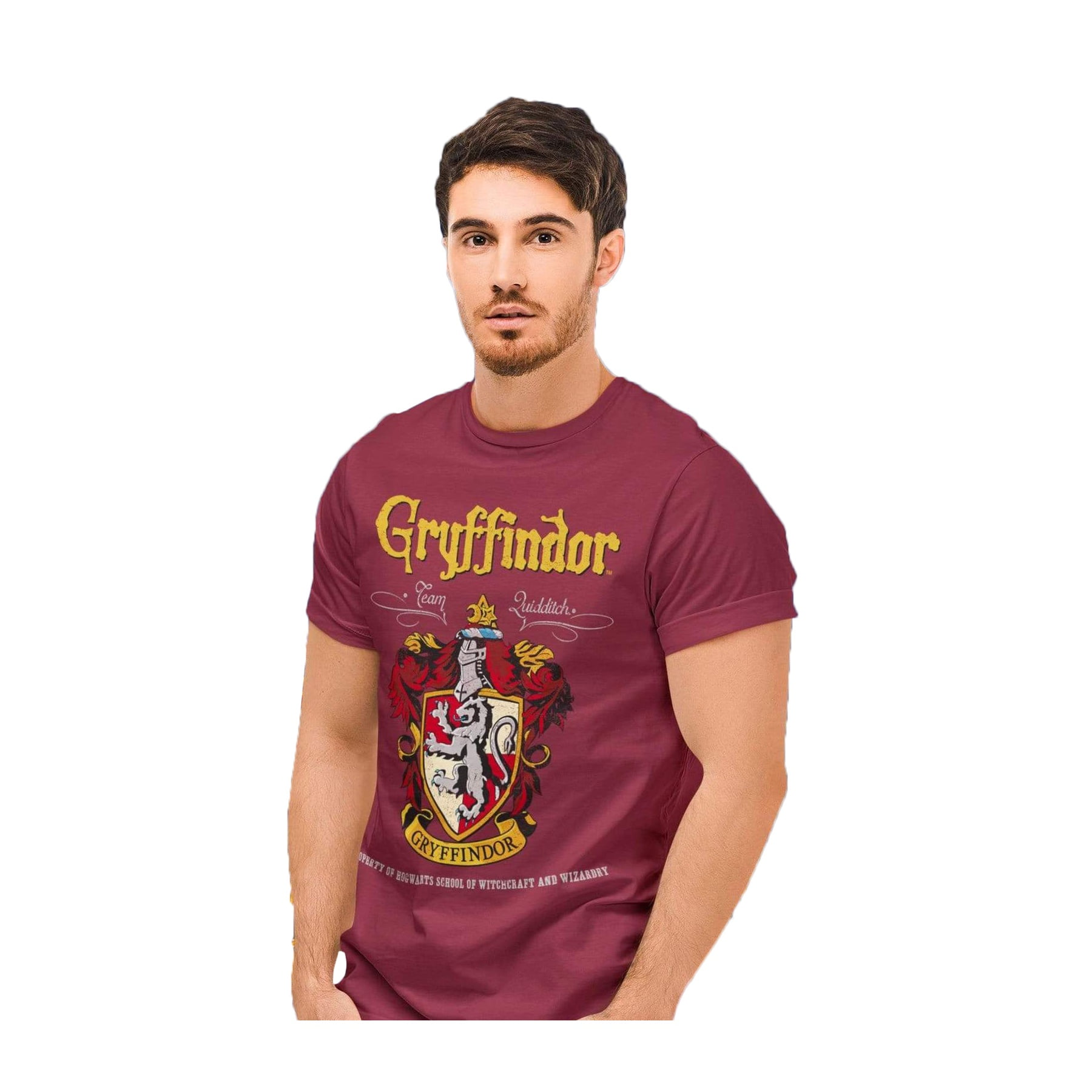 Harry Potter Gryffindor Crest Distressed Hogwarts Logo Red Mens T-shirt ...