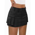 thumbnail image 5 of Women Denim Cargo Skirt Mini Low Waist Button Bodycon Flap Pockets Skirts, 5 of 6