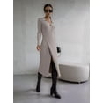 thumbnail image 5 of Women'S Wool Blend Side Slit Sweater Dresses Fall Business Casual Outfits Light Gray M, 5 of 7