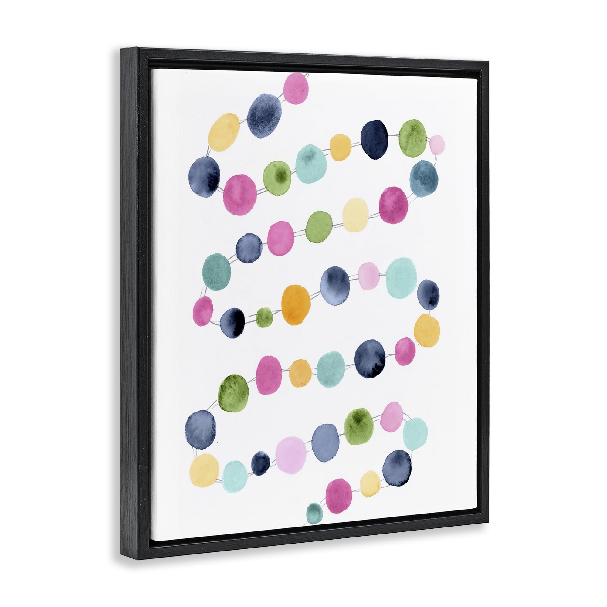 Stupell Industries Pastel Dots Pattern Abstract Painting Black Floater Framed Art Print Wall Art, 17 x 21