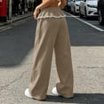 thumbnail image 4 of Women's Ruffle Waist Wide Leg Pants Elastic Lace Trim Lounge Trousers Loose Casual Streetwear Bottoms, 2XL, 4 of 7