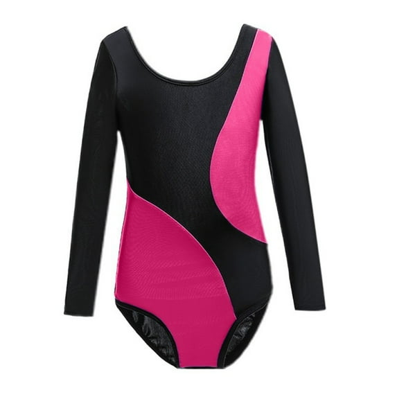 3-14T Girls Gymnastics Leotard Toddlers Kids Dancewear Long Sleeve Dance Ballet Suit