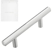 Lizavo 701-030SN Satin Nickel Cabinet Hardware Solid Euro Style T-bar Handle Pull- 3" Hole Centers, 5-1/4" Overall Length- 25