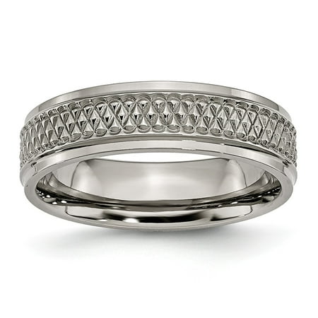 Chisel Wedding Bands Anium Ridged Edge Weave Design 6 Mm Chisel Wedding Bands Anium Ridged Edge Weave Design 6 Mm Polished Band Size 7