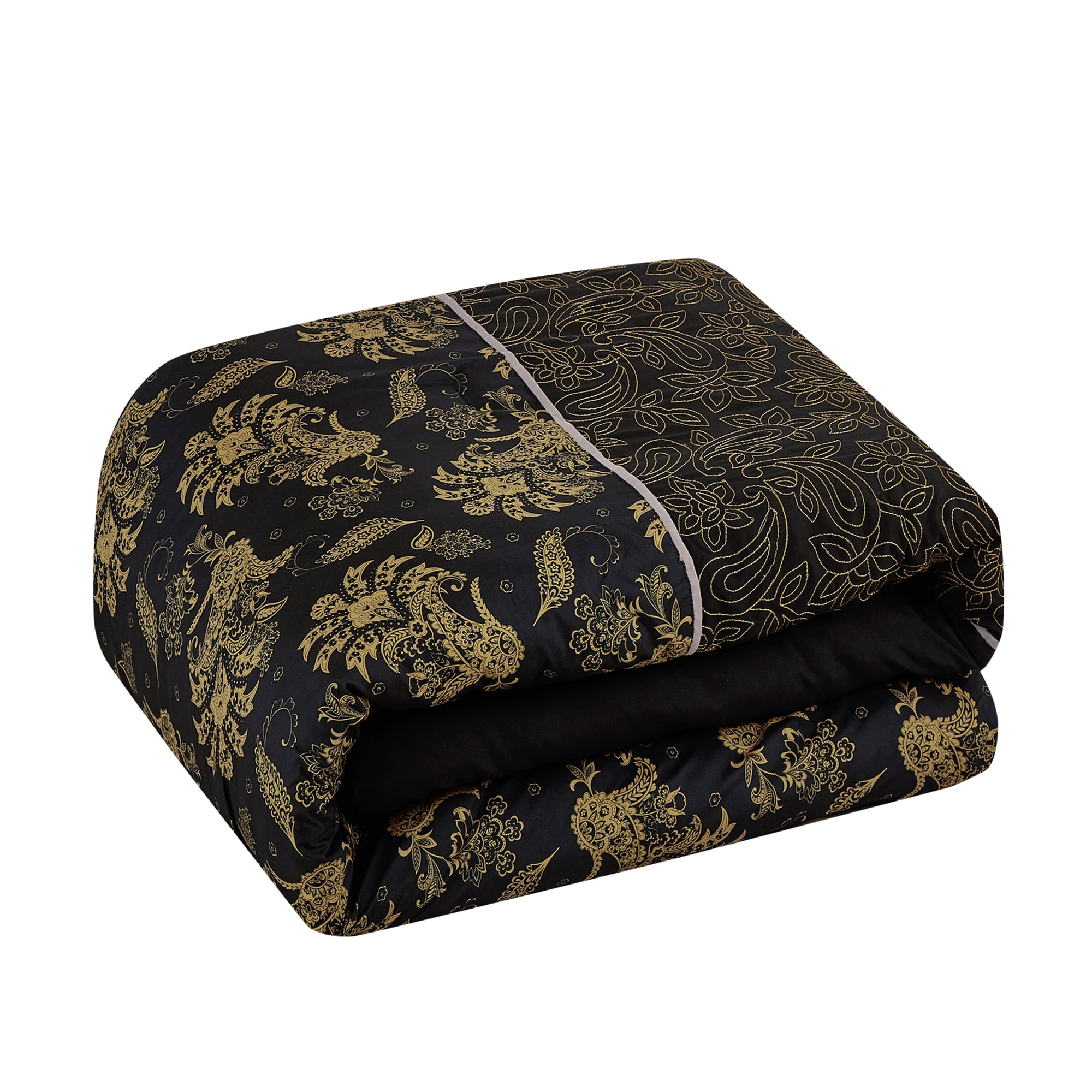 EvJk 7-Piece Luxury Comforter Set, Sophisticated Print and Stitch, Queen