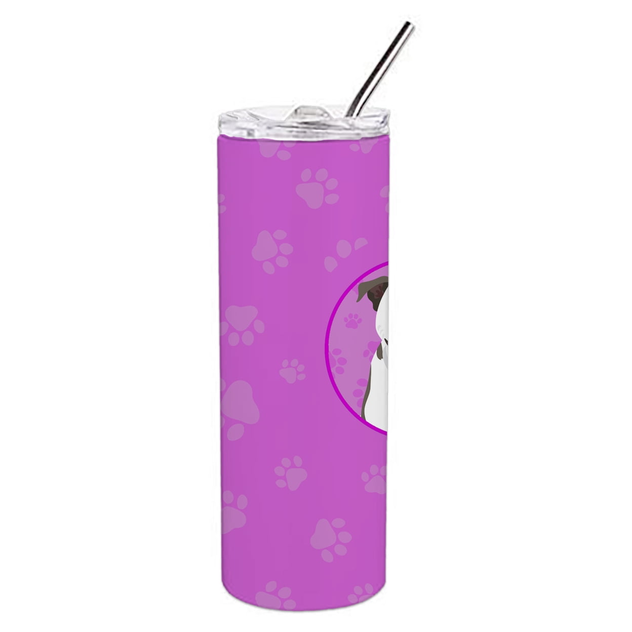 Pit Bull White #3 Stainless Steel 20 oz Skinny Tumbler 3 in x 8.25 in