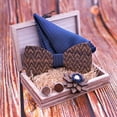 thumbnail image 4 of LINLIN Bow Tie, Wooden Bow Tie Business Casual Party Wooden Bow Tie Square Scarf Cufflinks Three Piece Set Wood Hollow Carved, 4 of 5