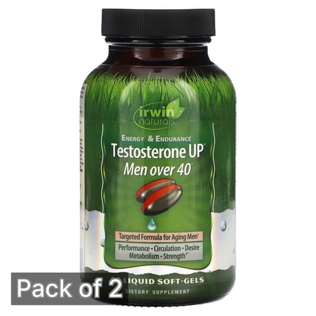 Irwin Naturals Testosterone UP, Men Over 40, 60 Liquid Soft-Gels (Pack of 2)