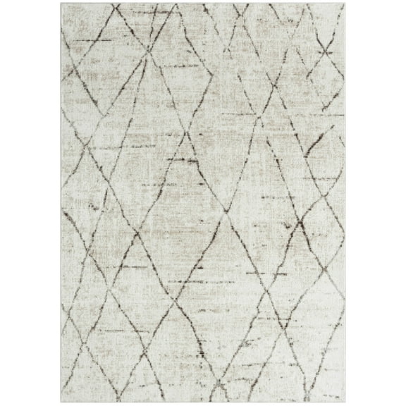 Everwash™ Treasure Alan Modern Geometric Machine Washable Area Rug, Beige/Brown, 6'6"x9'2"