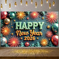 thumbnail image 5 of Colorful Balloons Happy New Year Banner 3D Letters New Year Display Teal & Orange Shiny Ornaments 2026 Backdrop for New Year Party Holiday Celebration Indoor Decoration, 5 of 9
