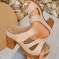 thumbnail image 5 of Bibifish Womens Block Heel Mule Sandals Chic Hollow Cutout Wide Strap Platform Slip On Ladies Sandals Summer Daily Resort Casual Sandals, 5 of 9