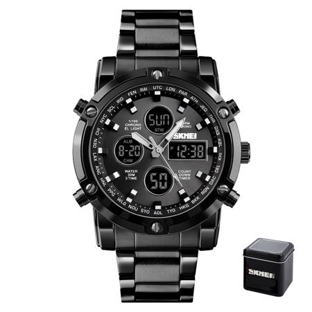 SKEMI 1389 Quartz Man Watch Unique Fashion Sport Casual Brand Quartz Clock Double Movement Stainless Steel Strap Waterproof Wrist Watch Relogio Masculino