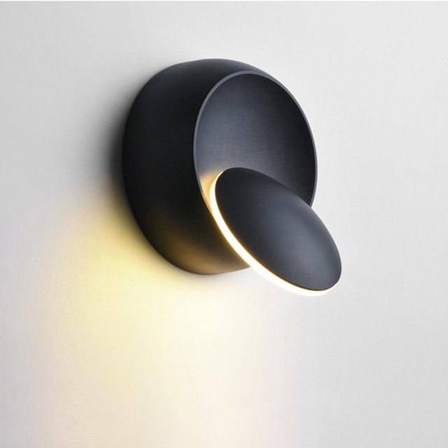 de pared Decoración 360 degree Giratorio 5W Iluminación led lámpara mate moderna para escaleras de hotel Sala de Porche interior Luz cálida negra Yinane Lámpara de Wall Sconce