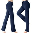 thumbnail image 2 of High Waist Wide Leg Yoga Pants Women Tummy Control Bootcut Flare Lounge Leggings Comfy Loose Casual Workout Drawstring, 2 of 7