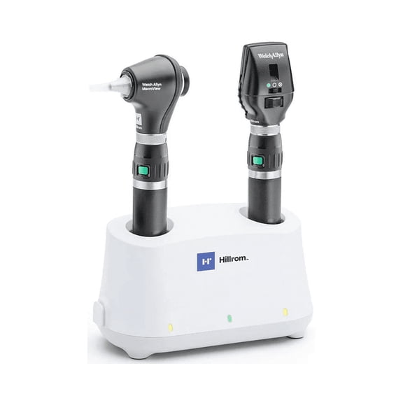 Welch Allyn Diagnostic Set with Coaxial LED Ophthalmoscope, MacroView LED Otoscope,Desk Charger & Two Li-on Handles