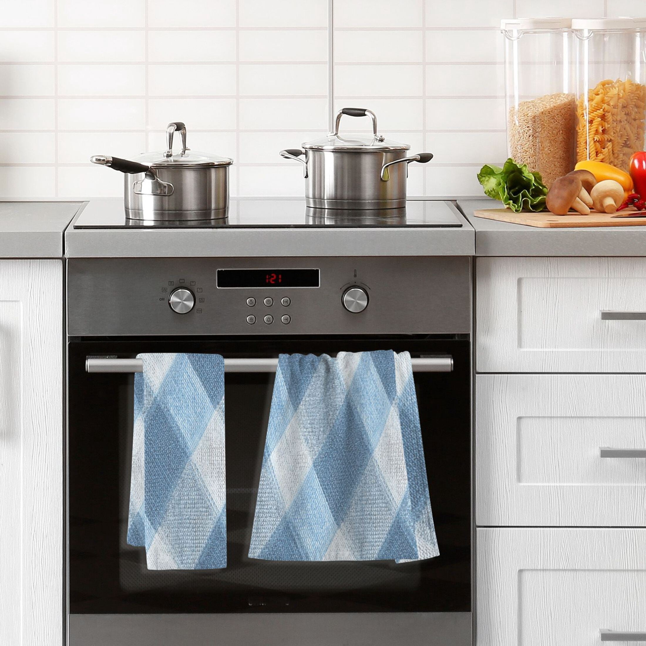 2 Pieces of Cotton Towel Face Towel Set Hand Towel Bath Towel Cotton Bath Towel Sets Light Blue Denim
