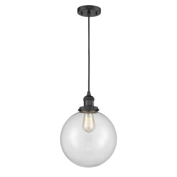 201C-BK-G202-10-LED-Innovations Lighting-X-Large Beacon-3.5W 1 LED Mini Pendant in Industrial Style-10 Inches Wide by 13 Inches High   Matte Black