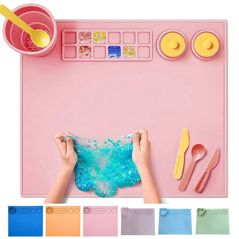 Nonstick Silicone Mat for Crafts-24x16 Silicone Craft Mat with Removable  Cups & Paint Palette-Multipurpose Silicon Mat for DIY Painting, Playdoh