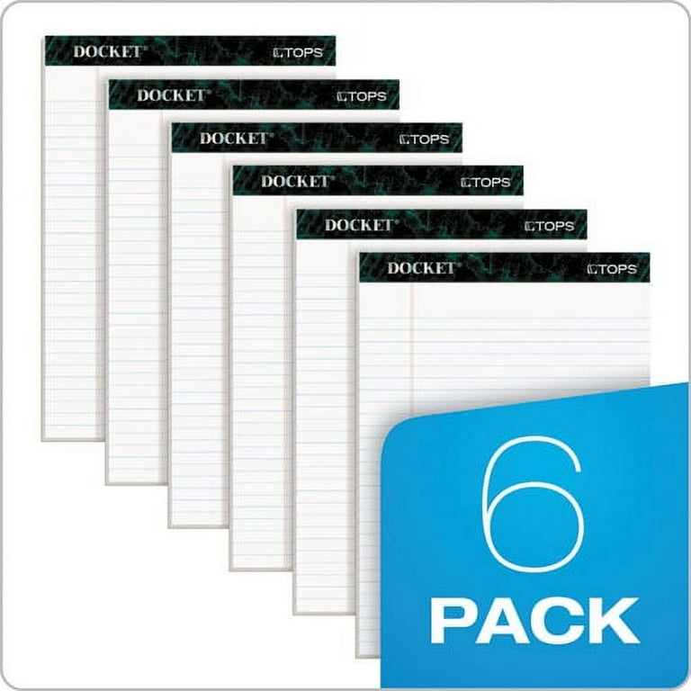 Docket Ruled Perforated Pads, Wide/Legal Rule, 50 White 8.5 x 11.75 Sheets, 6/Pack Docket Ruled Perforated Pads, Wide/Legal Rule, 50 White 8.5 x 11.75 Sheets, 6/Pack