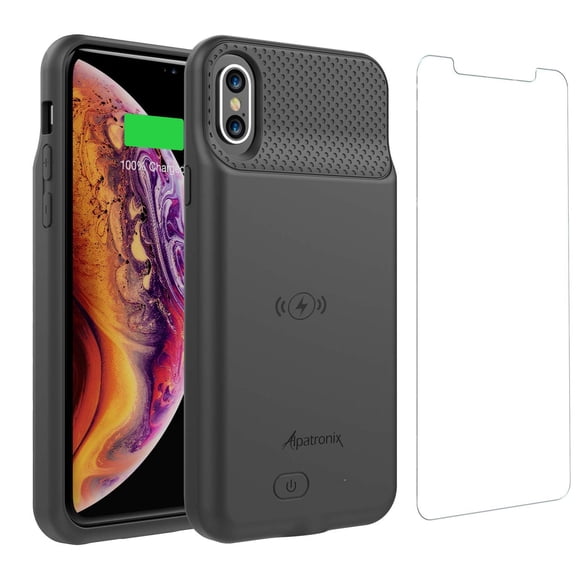Carcasa con Batería Alpatronix Negro iPhone X 4200 mAh Compatible con Carga Inalámbrica