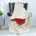 thumbnail image 4 of Birdhouse Soft Flannel Fleece Throw Blanket, Red Cardinal Autumnal Leaves Rowan Berries Pattern, Cozy Plush for Indoor and Outdoor Use, 50" x 60", Coffee Vermilion, by Ambesonne, 4 of 5