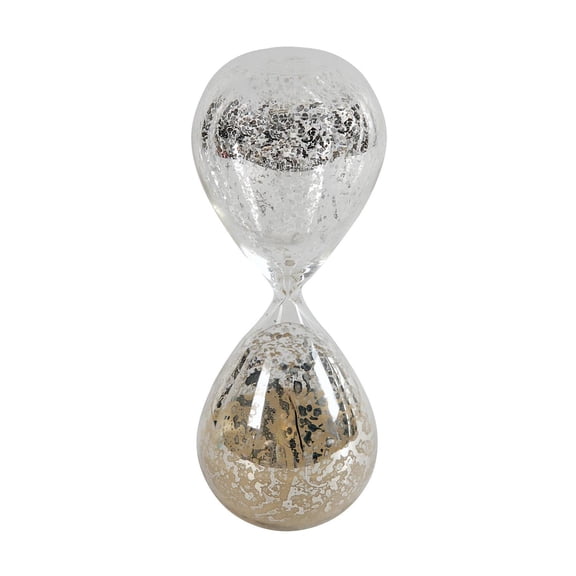 A&B Home 8-inch Peleus 30-Minute Silvered Hourglass Bisque Sand, Silver