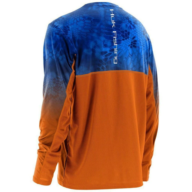Huk Kryptek Fade Icon Long Sleeve Fishing Shirt, H1200114 (Medium, Kryptek  Royal/Bright Orange)
