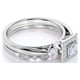 thumbnail image 4 of JeenMata Anillo de Boda Vintage con Halo y Banda Festoneada de Estilo Art Déco de 3 Piedras de Moissanita de Corte Princesa de 1,75 Uds en Oro Blanco de 18 K sobre Plata, 4 of 6