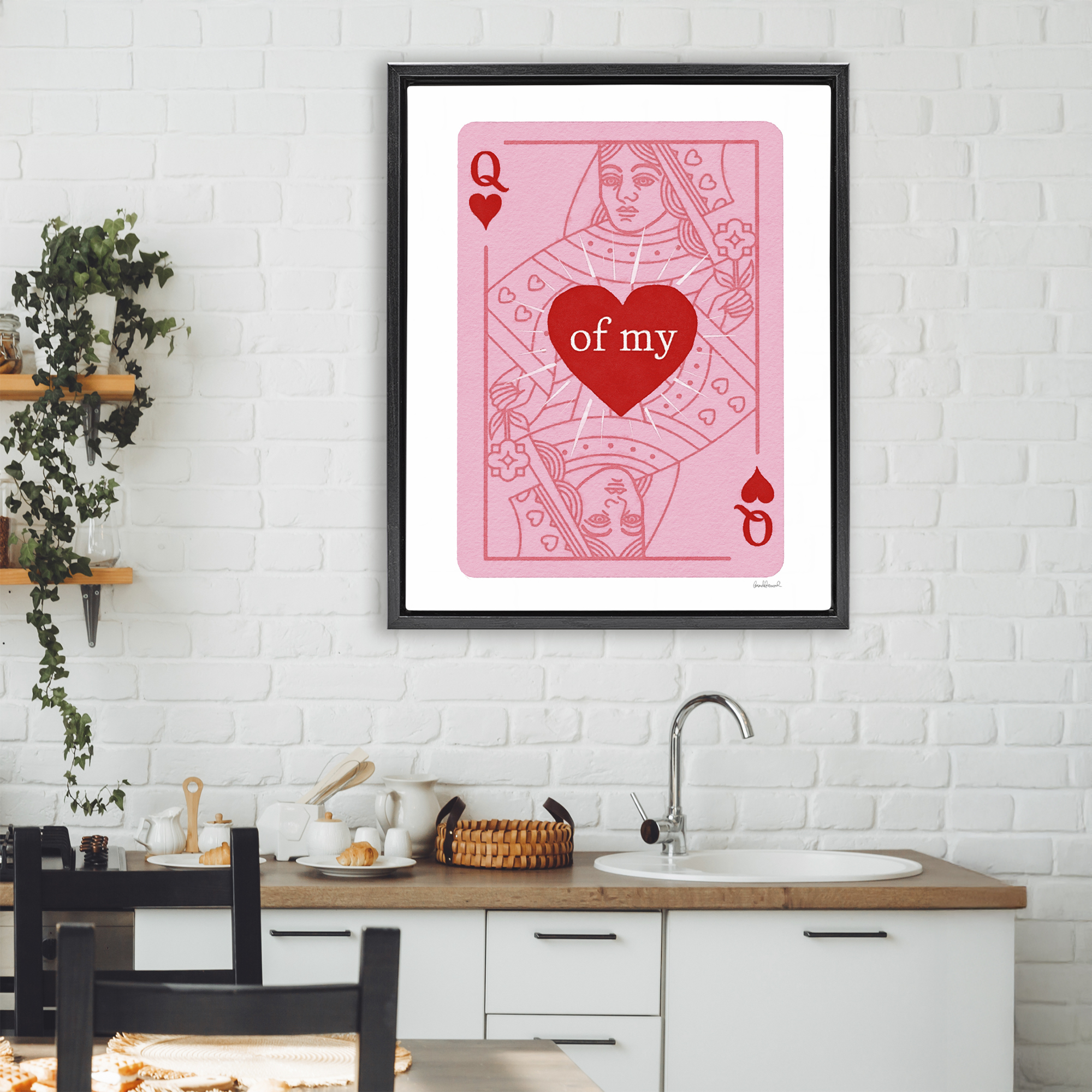 Queen Of My Heart Black Framed Floater Canvas Wall Art, design by Amanda Greenwood