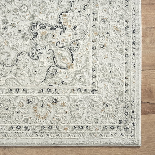 Harlow Hill 4' x 6' Ivory/Gray/Taupe Medallion Traditional Polyester Blend Indoor Area Rug