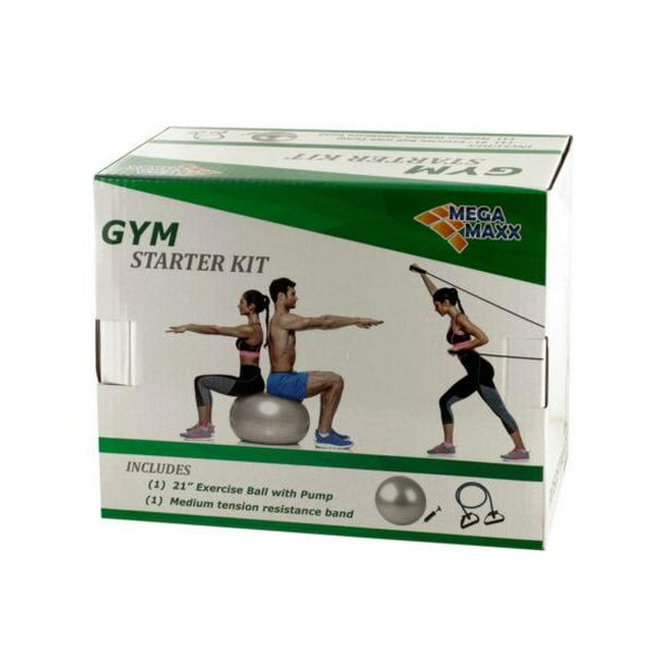 Gym Starter Kit with Exercise Ball, Pump & Resistance Band (Available