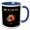 Blue/White, variant on 3drose, Image of Dramatic Flaming Horse on Black with Gold New Year Wishes, 11oz Mug