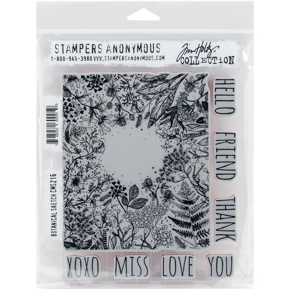 Tim Holtz Cling Rubber Stamp Set 7 Inch X 8.5 Inch-Botanical Sketc