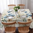 thumbnail image 3 of Blue Flowers Rustic Table Cloth Waterproof Tablecloths, Spring Vintage Botanical Floral Beige Tablecloth Dining Table Cover for Kitchen Party Tabletop Outdoor, Rectangle Tablecloth 60x84 Inch, 3 of 9
