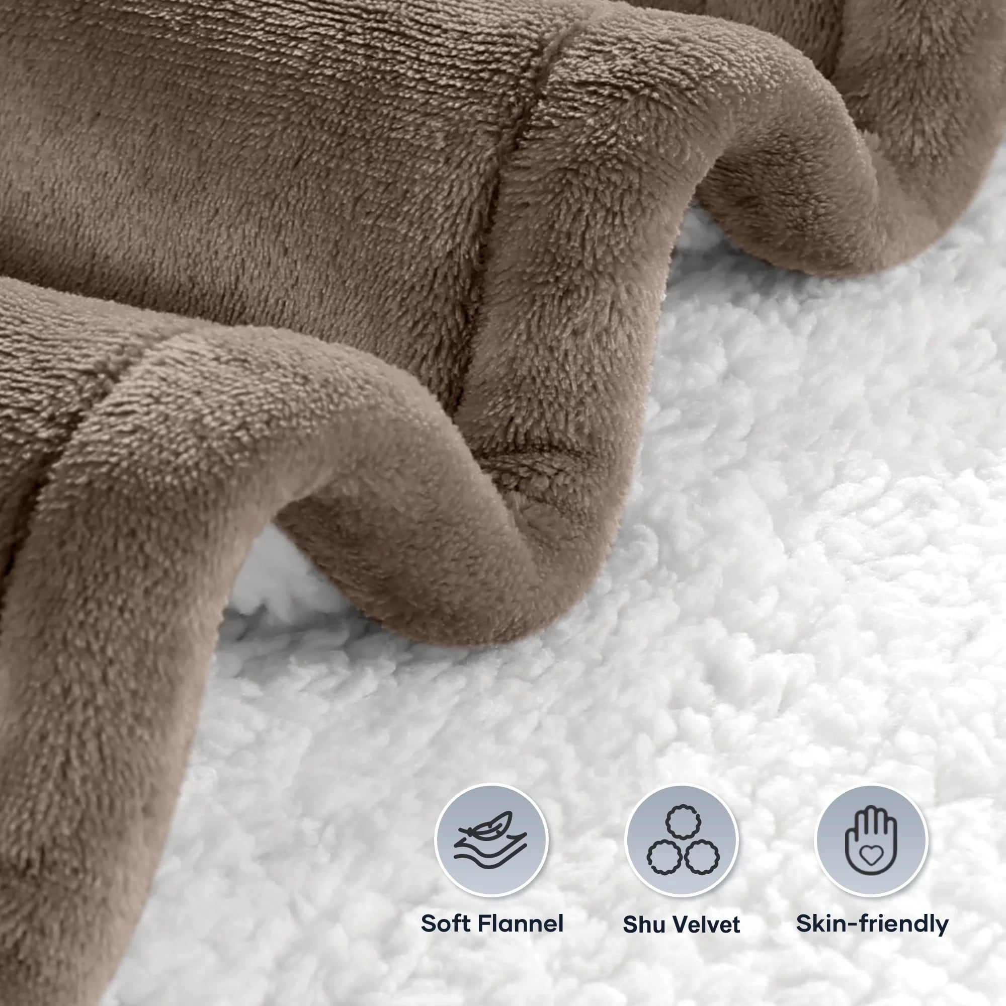 MARNUR Heated Blanket Full Size 72" x 84", Flannel & Shu Velvet Electric Blanket with Fast Heating, 6 Heating Levels, 10 Hours Timer, Linen