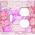 thumbnail image 2 of Metal Light Switch Wall Plate Outlet Cover (2 Teddy Bears Red With Love Heart Balloon Flower - Single Toggle Single Duplex), 2 of 2