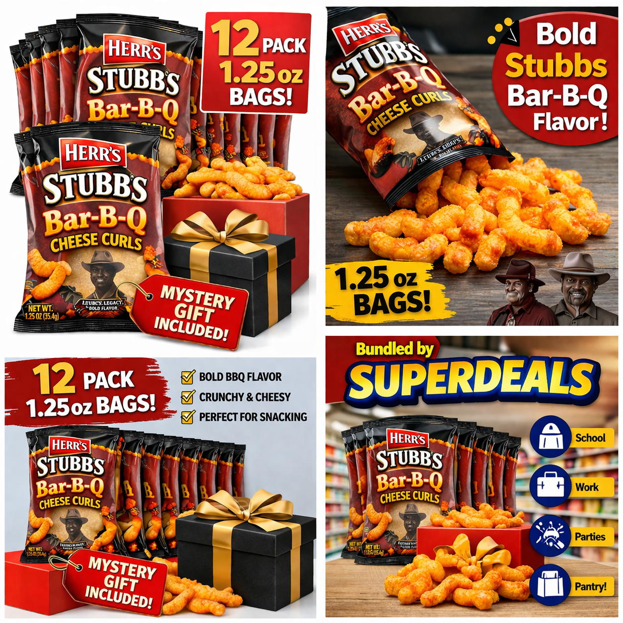 Herr's, Sticky Sweet BAR-B-Q Cheese Curls, 1 1/4oz, Pack of 7