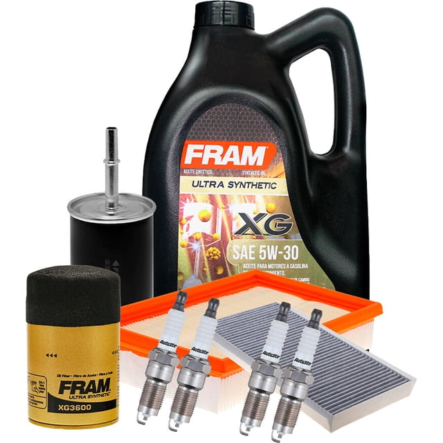 Kit De Afinación Con Aceite Sintético 5W30, Bujías Platino, Filtro De Aire, Filtro Para Aceite Sintético, Filtro De Combustible Y Filtro De Cabina 9 Piezas Compatible con Focus L4 2.0L DE 2000 A 2004