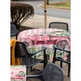 thumbnail image 5 of Outdoor Tablecloths with Umbrella Hole & Zipper, Eucalyptus Trucks 54x54 Inch Square Tablecloths, Spring Farmhouse Floral Leaves Pink Plaid Waterproof Table Cloth, Patio/Pool/Picnic Table Covers, 5 of 8