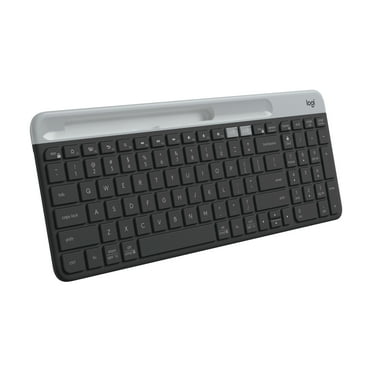 Logitech K585 Multi-Device Slim Wireless Keyboard, Built-in Cradle for Device; for Laptop, Tablet, Desktop, Smartphone, Win/Mac, Bluetooth/Receiver, Compact, Easy Switch, 24 Month Battery - Graphite