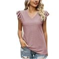thumbnail image 3 of Inverlee Womens Blouses Boho Ruffle Short Sleeve Tops Casual Loose Fit Solid Color Shirts Soft Vacation Tunic Top, 3 of 7