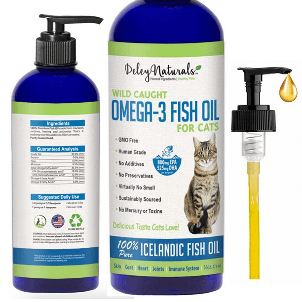 Deley Naturals Wild Caught Fish Oil Liquid Food Supplement for Cats