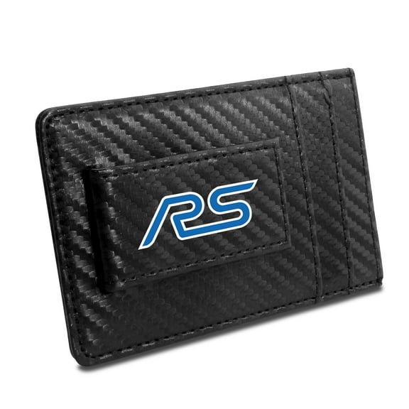 Ford Focus RS Black Carbon Fiber Leather Wallet RFID Block Card Case Money Clip