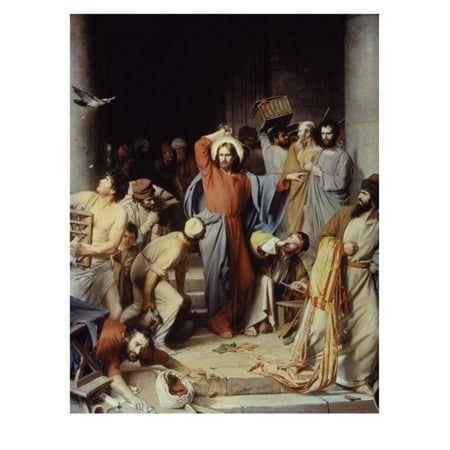 Christ Driving the Money Changers Out of Temple Print Wall Art By Carl
