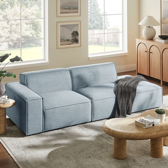 Restore 2-Piece Performance Fabric Upholstered Modular Loveseat in Sky