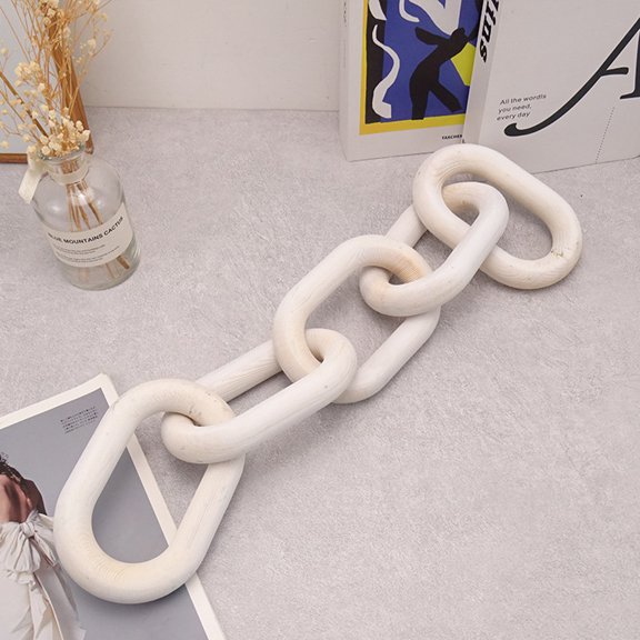 KYAIGUO Wooden Chain Link Decor, Hand Carved Wooden Decorative Chain 5 Link Decoration Chain for Family for Coffee Table Office Decor