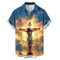 thumbnail image 4 of Xcmzpl Big and Tall Camp Collar Shirts for Men Rolled up Short Sleeve Button Down Shirts Funny Print Summer Beach Shirt Tops Yellow L, 4 of 6